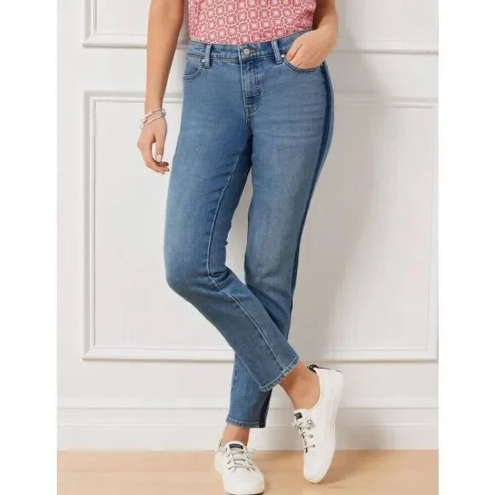 Talbots Slim Ankle Jean Size 16 Petite‎ Panama Wash Stretch Tapered Leg